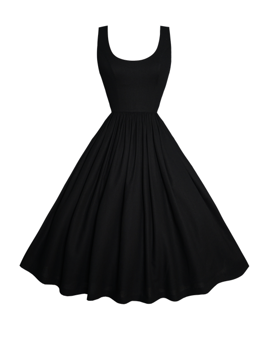MTO - Emily Dress in Midnight Black Linen