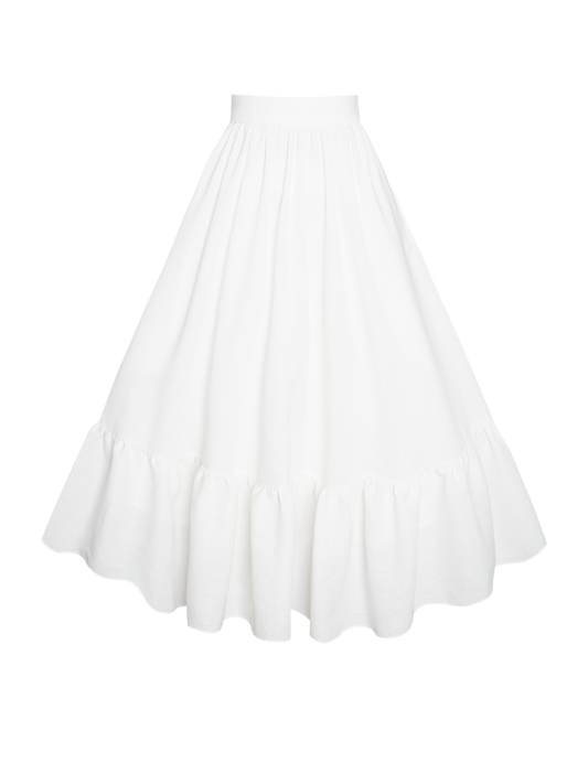 MTO - Rosita Skirt White Linen
