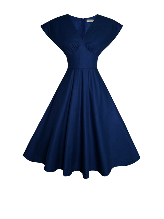 MTO - Kennedy Dress Navy Blue Cotton