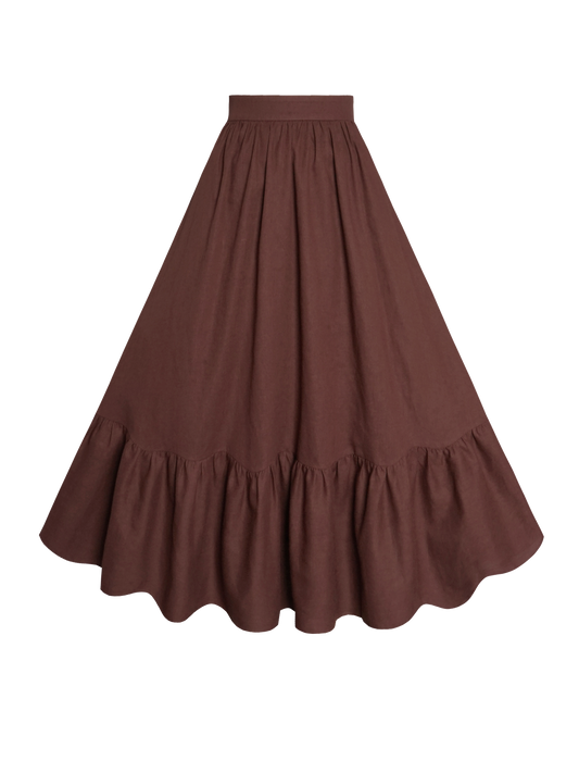MTO - Rosita Skirt in Walnut Linen