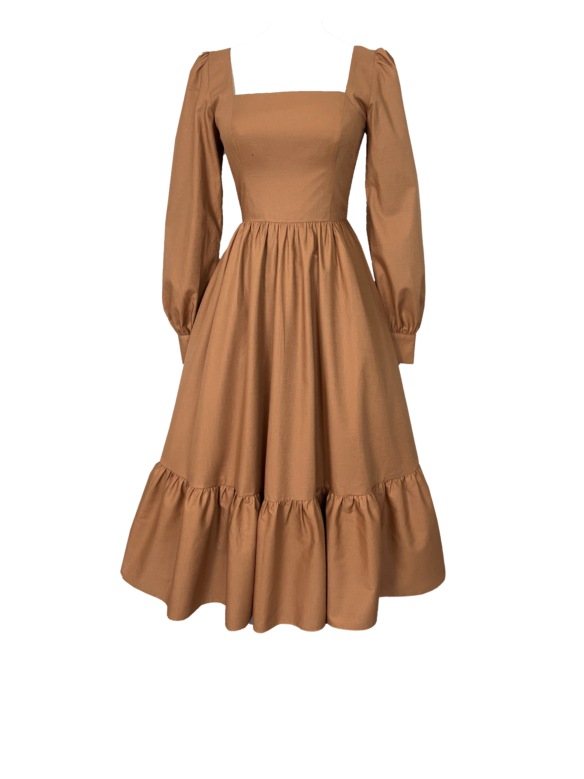 MTO - Mary Dress Chocolate Brown Cotton