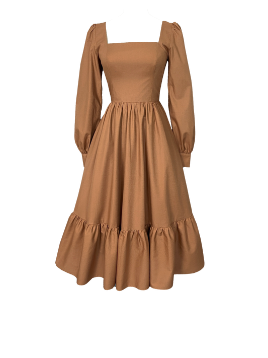 MTO - Mary Dress Chocolate Brown Cotton