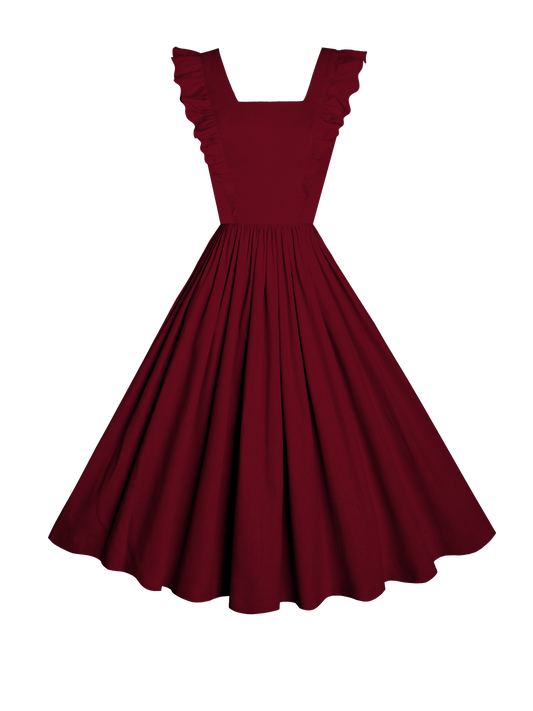 MTO - Lorraine Dress Carmine Red Linen