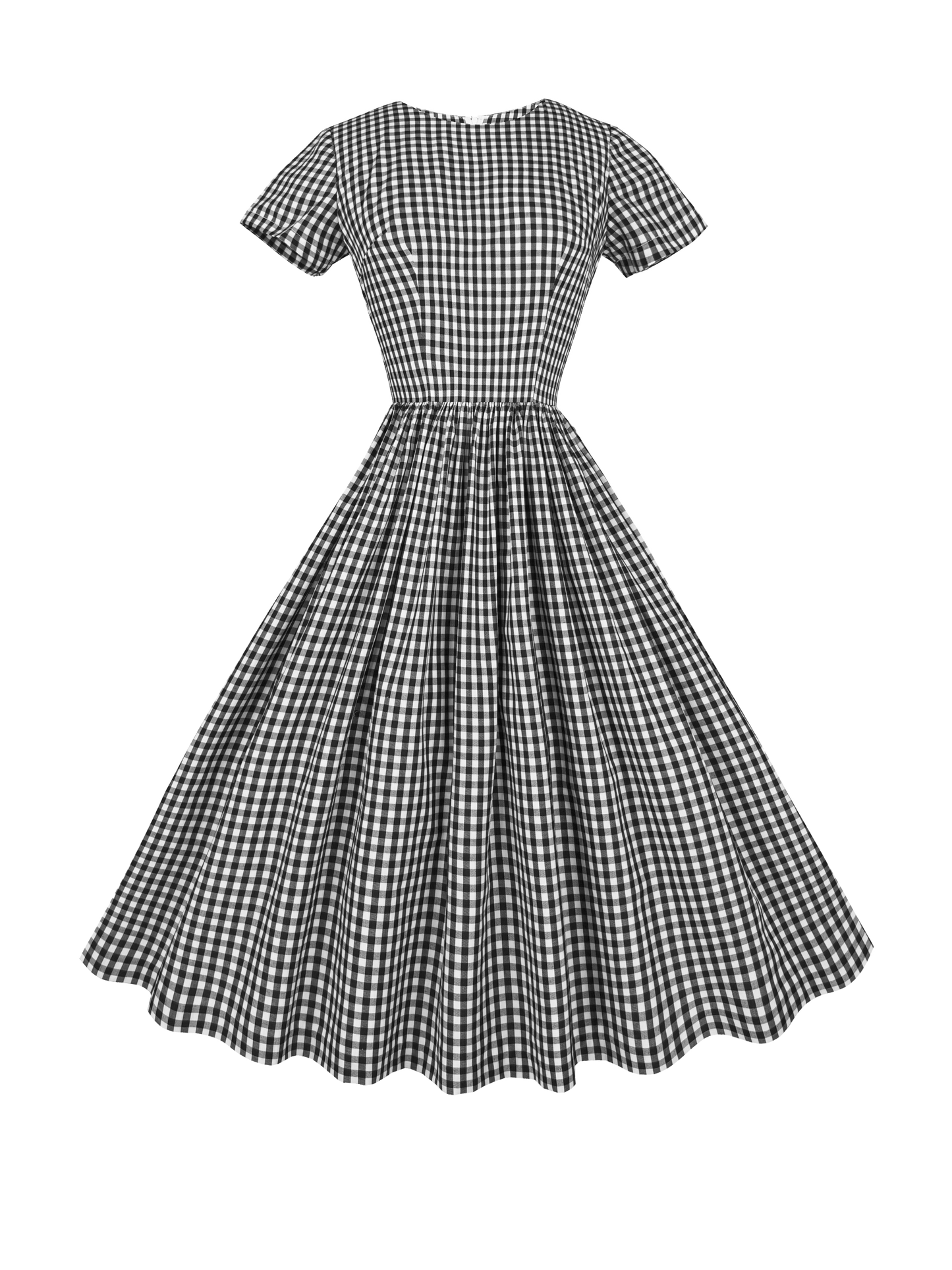 MTO - Dorothy Dress in Black Gingham - Medium Checks
