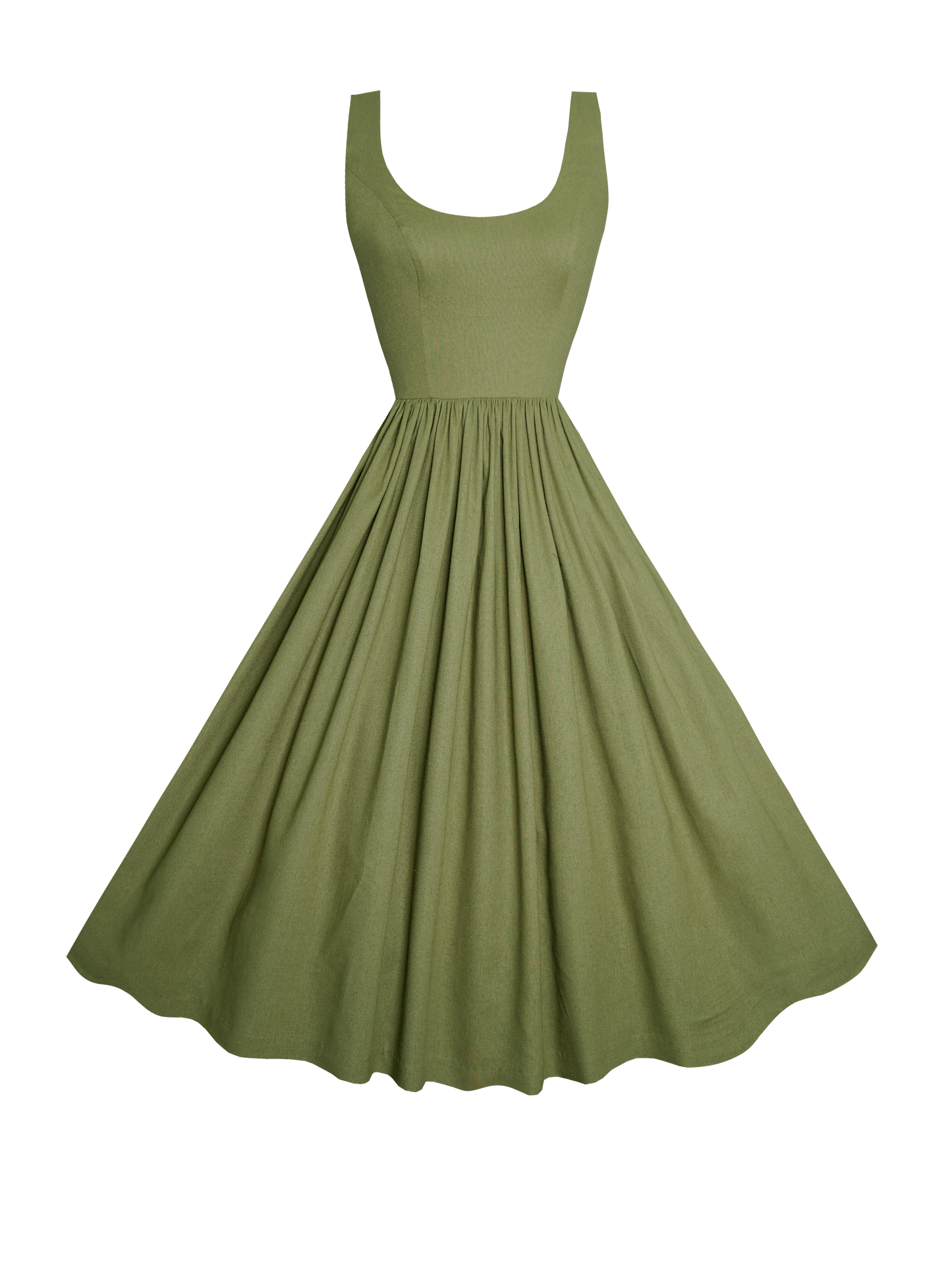 MTO - Emily Dress in Hunters Green Linen