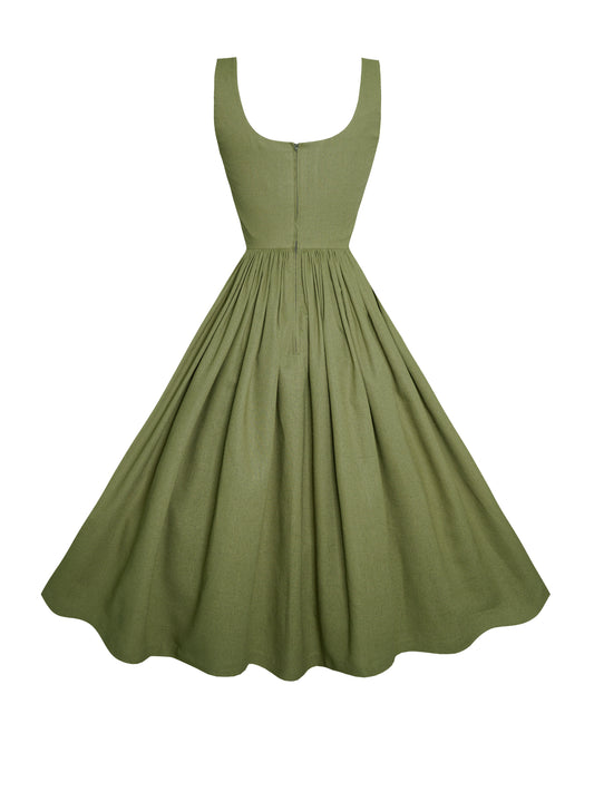 RTS - XL - Emily Dress Hunters Green Linen