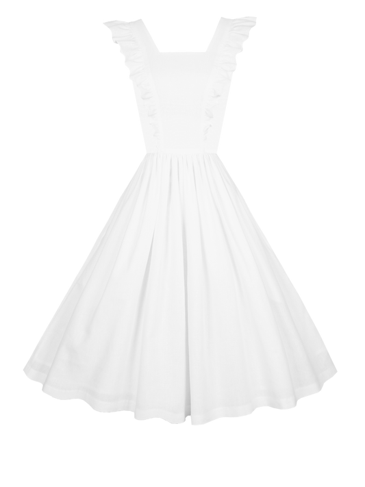 MTO - Lorraine Dress in White Linen
