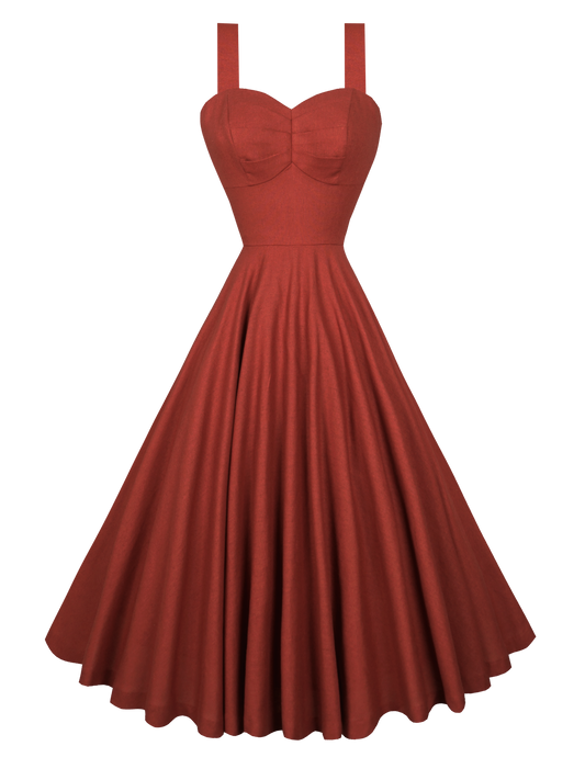 MTO - Catalina Dress Brick Red Linen