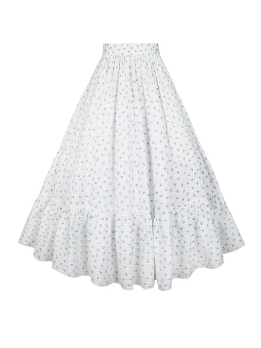 MTO - Rosita Skirt "Rosey Garden Stripes" Blue