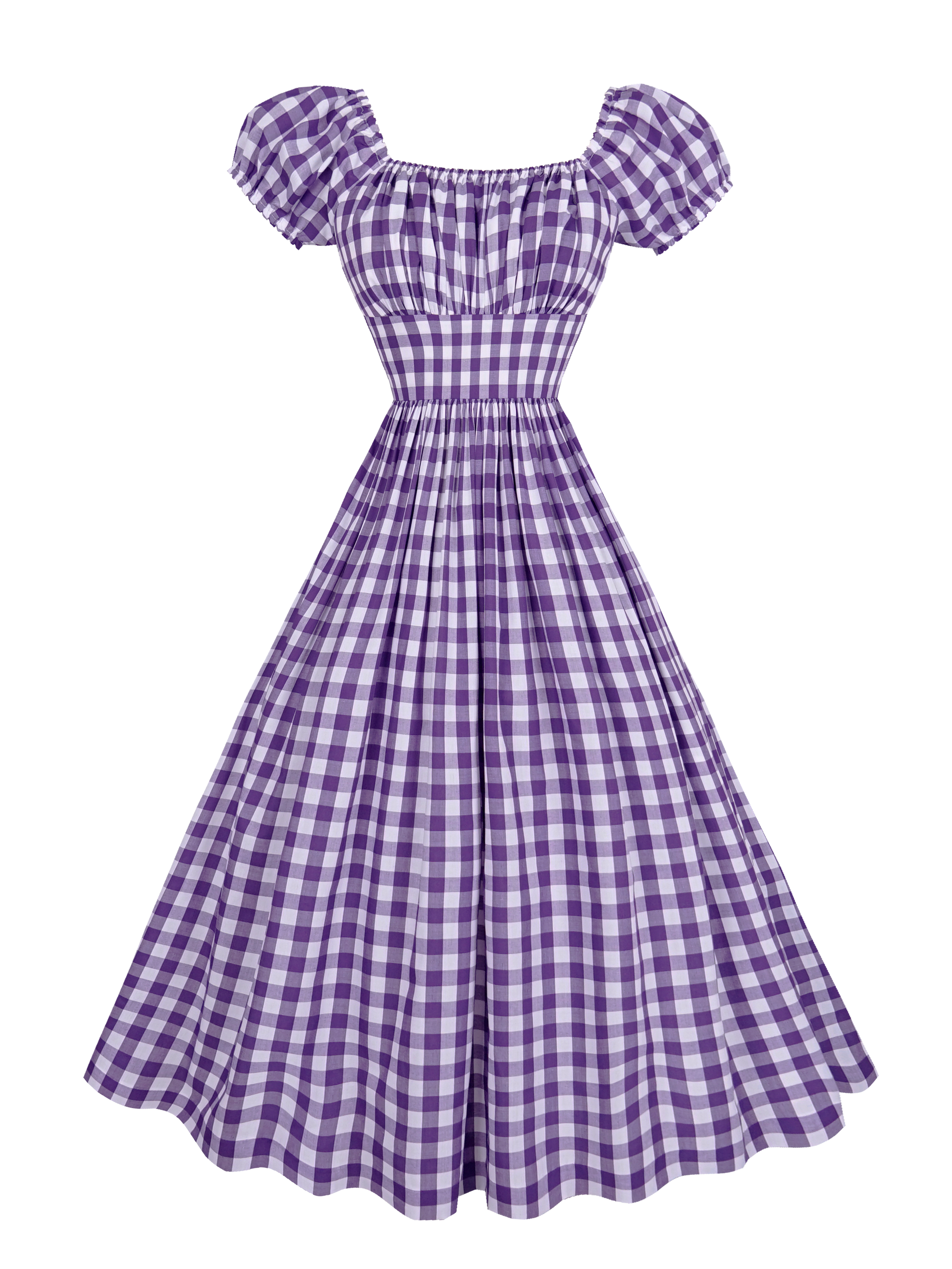 MTO - Loretta Dress Violet Purple Gingham - Large Checks