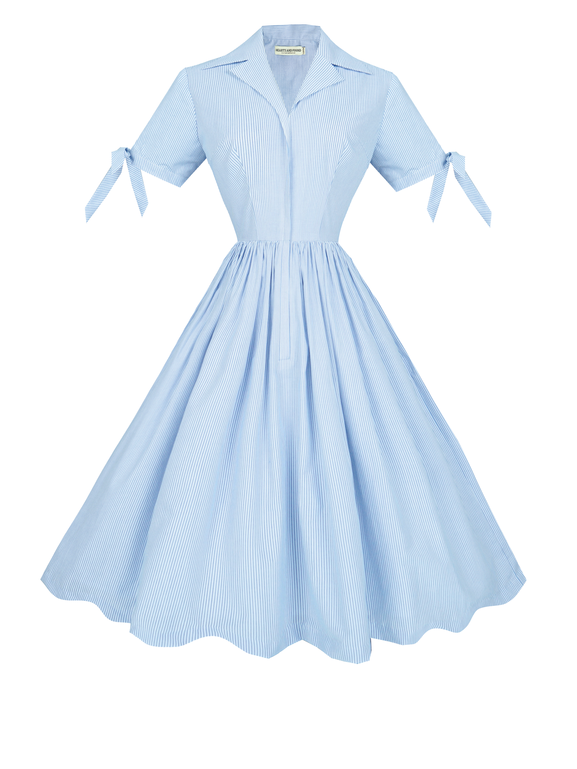 MTO - Trudie Dress "Pinstripe Mini-Stripe" Blue