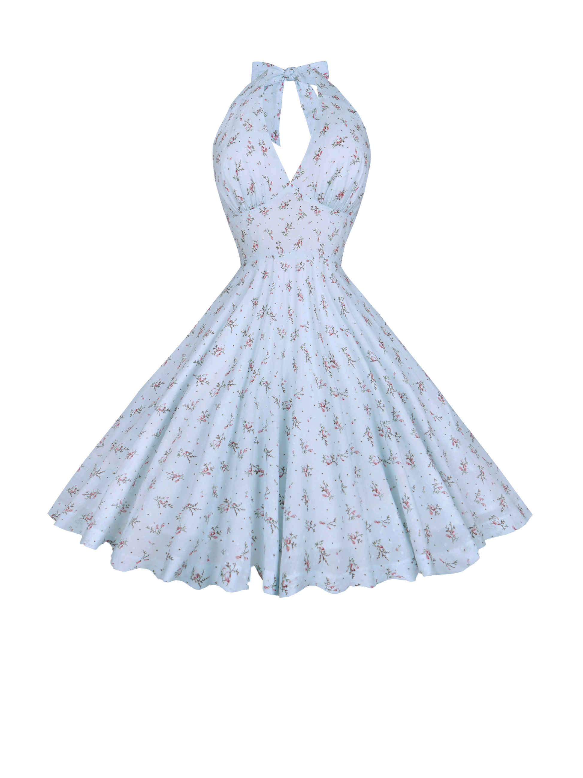 MTO - Mansfield Dress in "Ditsy Floral" Blue Dotted Swiss