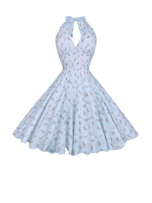 MTO - Mansfield Dress in "Ditsy Floral" Blue Dotted Swiss