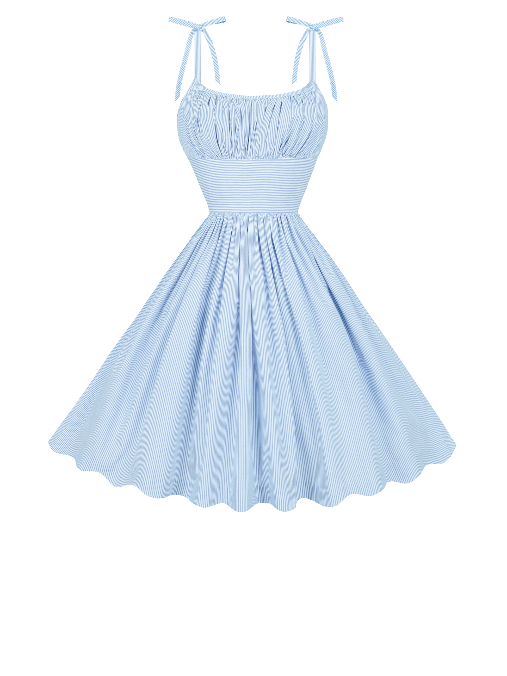 MTO - Kelly Dress "Pinstripe Mini-Stripe" Blue