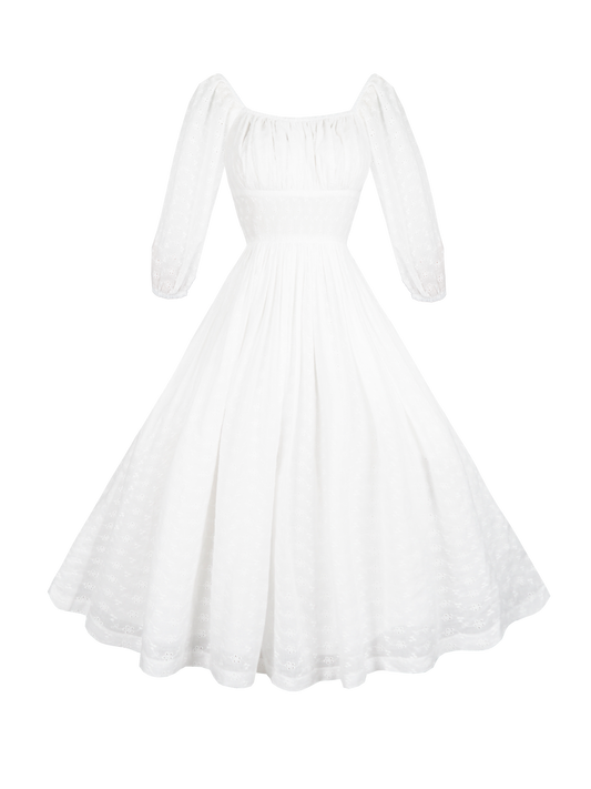 MTO - Sydney Dress "Forget Me Not" White Eyelet
