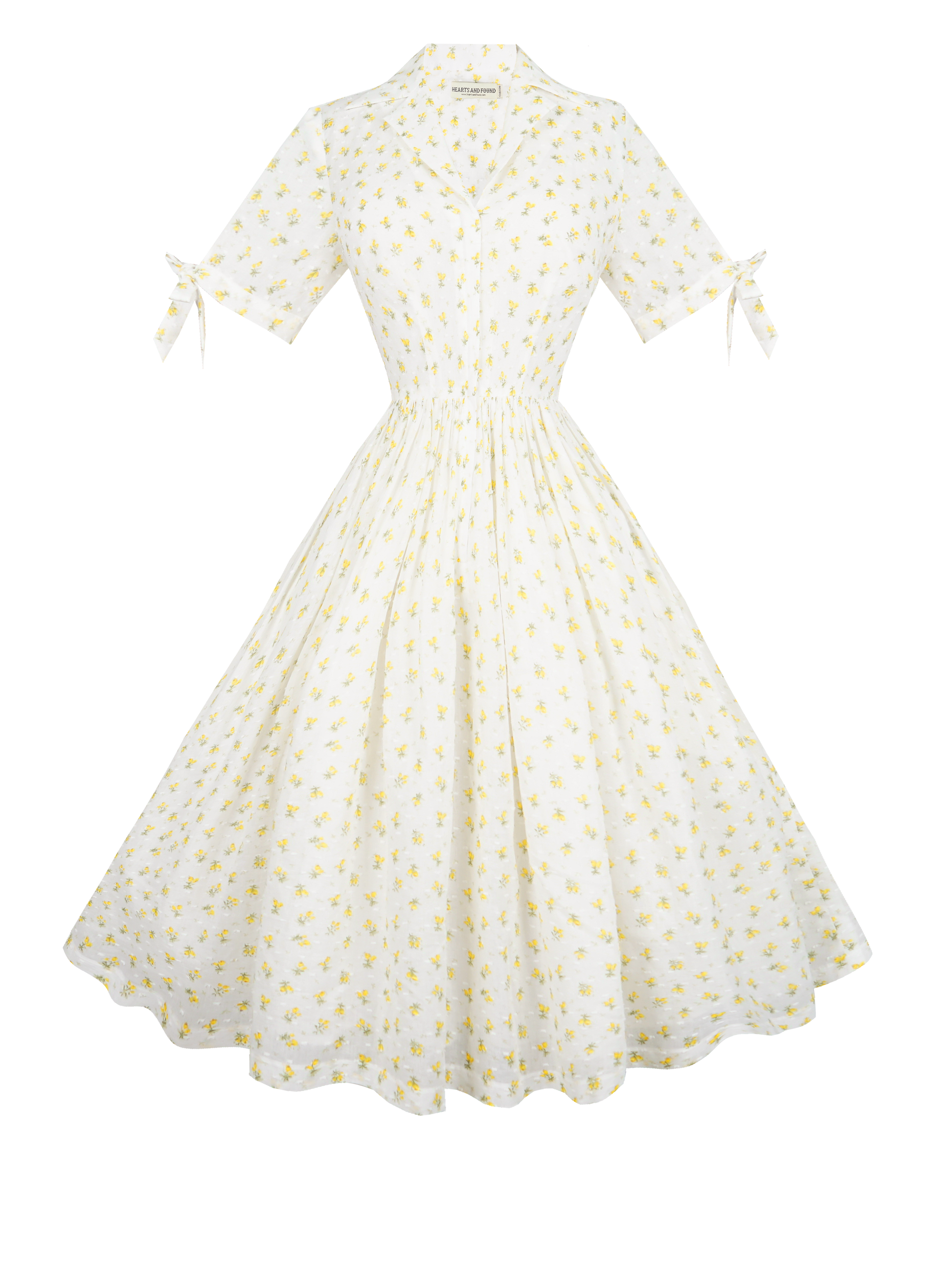 MTO - Trudie Dress "Forget-Me-Nots & Polka Dots" Yellow