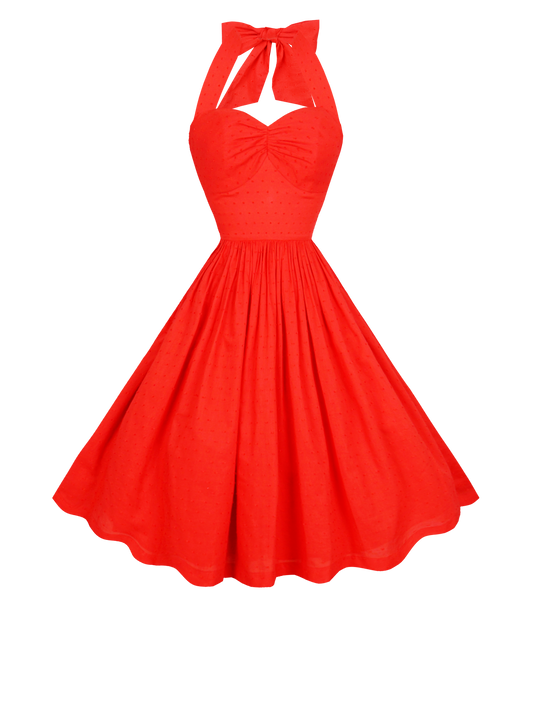 MTO - Mitzi Dress "Dotted Swiss" Red