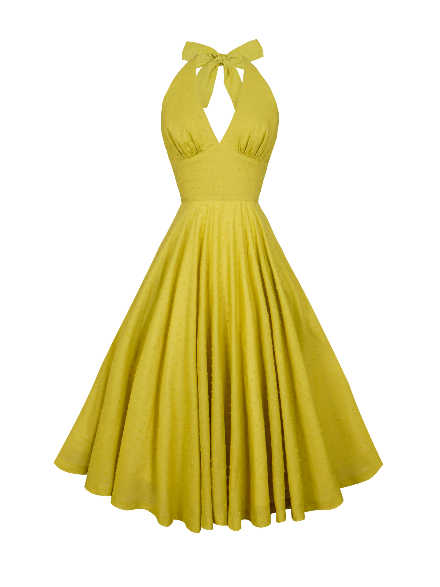 MTO - Mansfield Dress "Dotted Swiss" Chartreuse Green