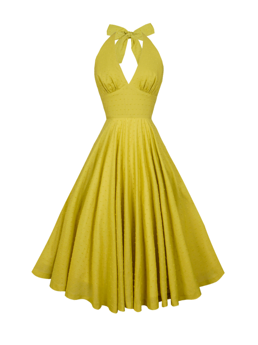 MTO - Mansfield Dress "Dotted Swiss" Chartreuse Green
