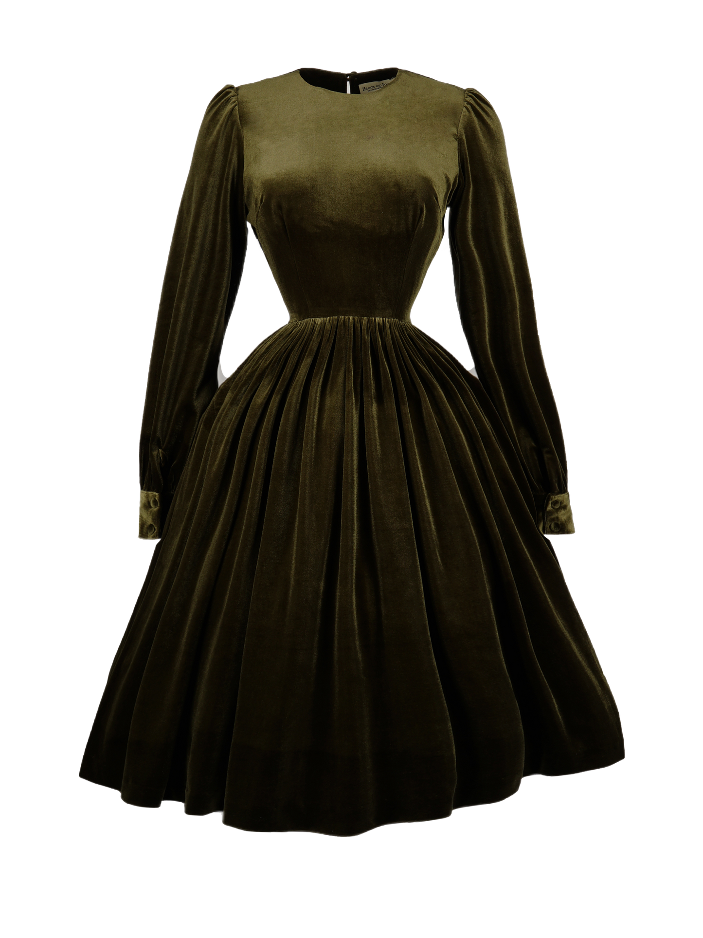 MTO - Agnes Dress in Olive Green Velvet