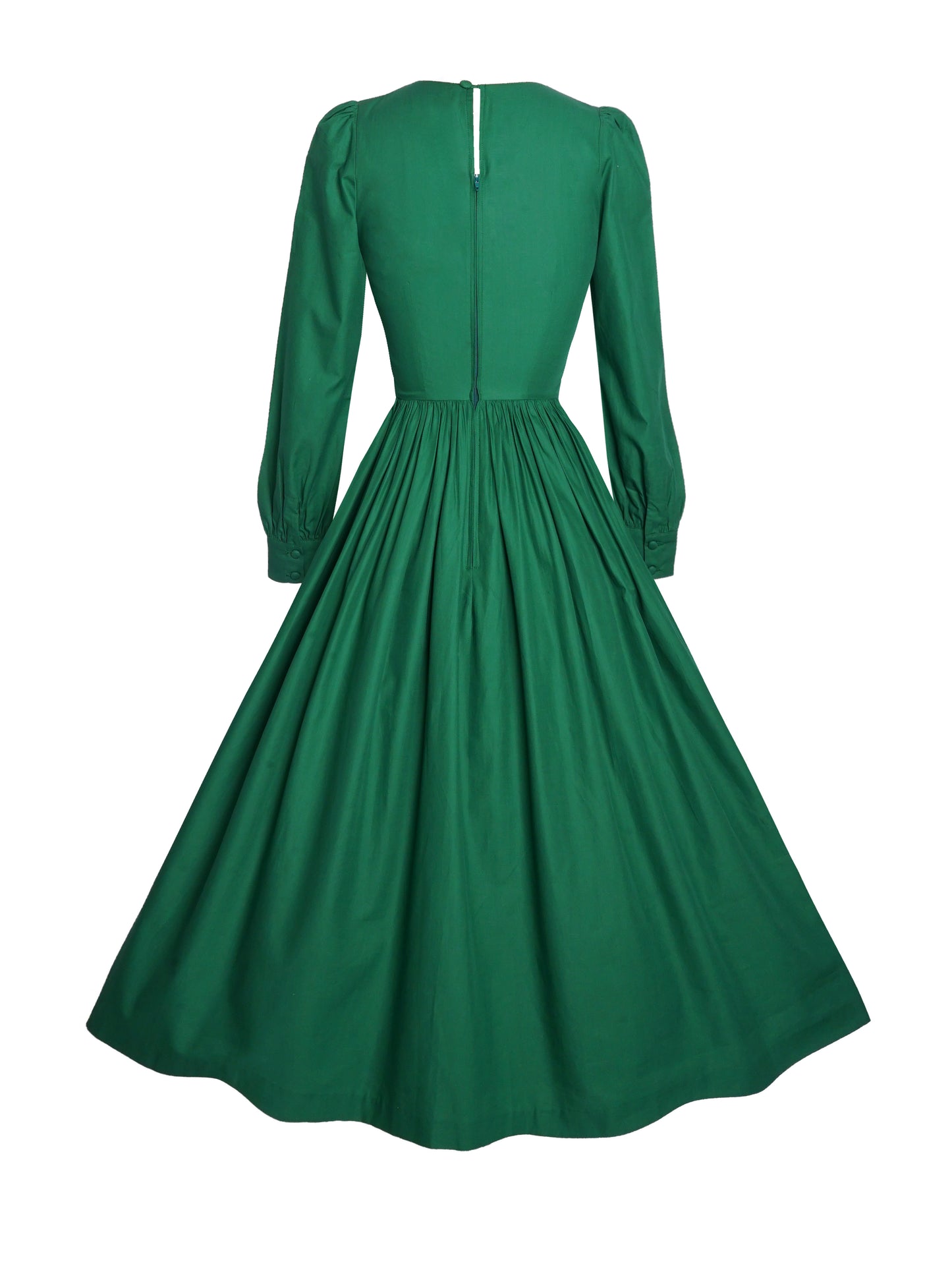 RTS - Size S - Agnes Dress in Pine Green Cotton