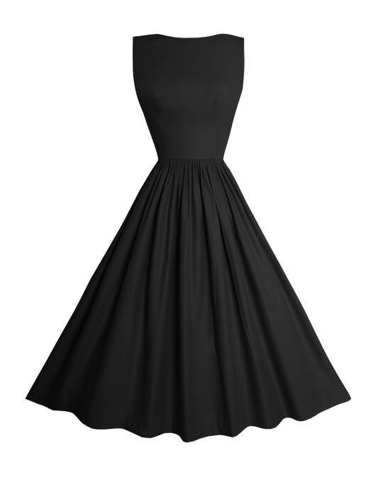 MTO - Audrey Dress Raven Black Cotton