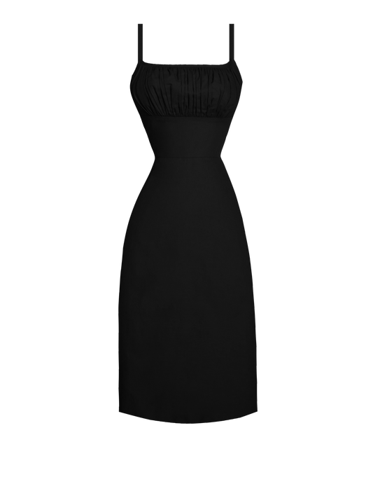 MTO - Bettie Dress Raven Black Cotton
