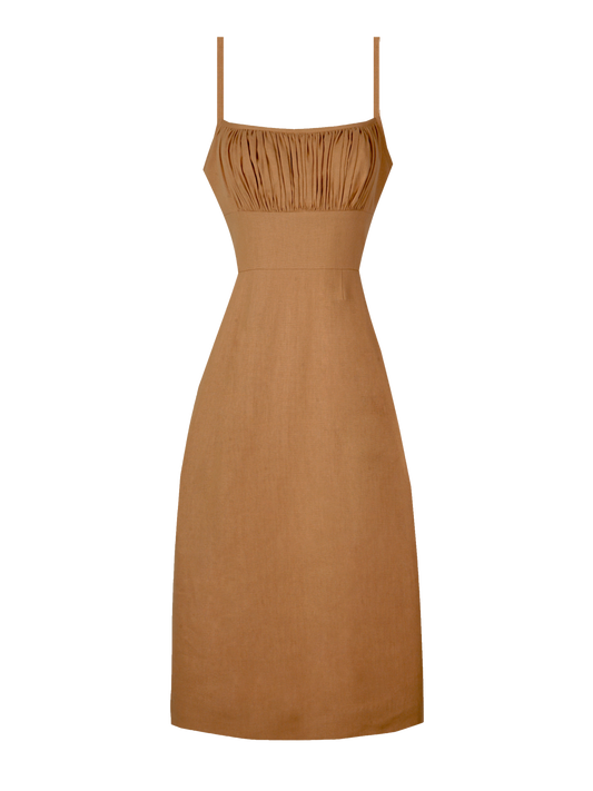 MTO - Bettie Dress in Caramel Linen