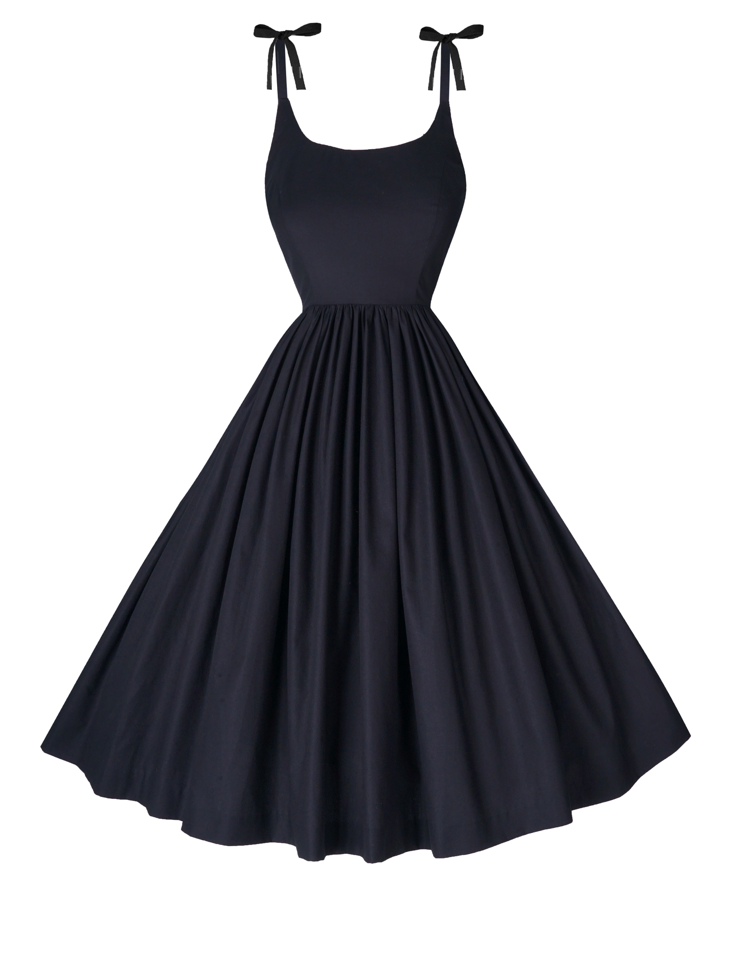 RTS - S - Birdie Dress Raven Black Cotton - Knee Length