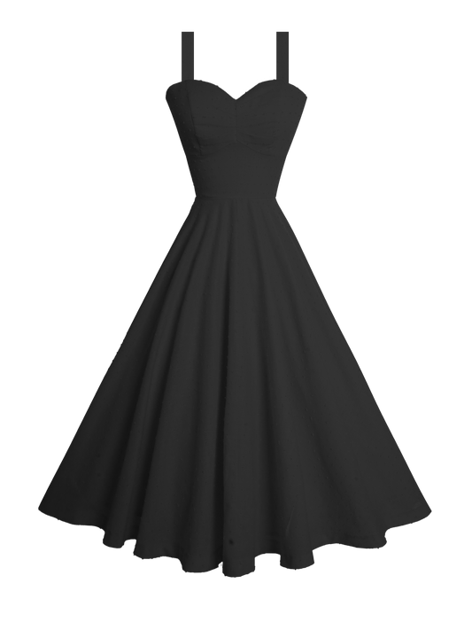 MTO - Catalina Dress "Dotted Swiss" Black