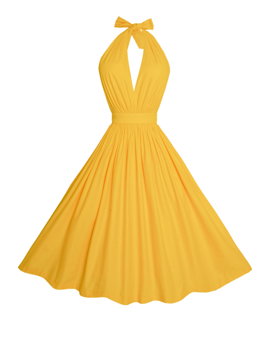 MTO - Charlotte Dress in Golden Yellow Cotton