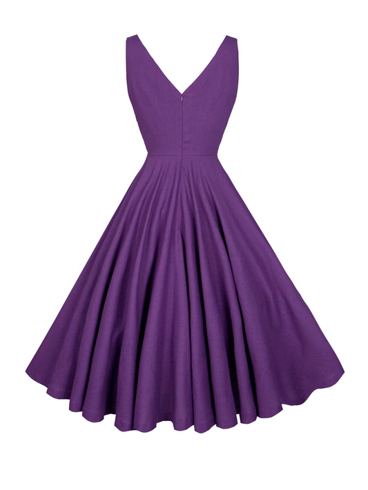 RTS - L - Diana Dress Eggplant Purple Linen