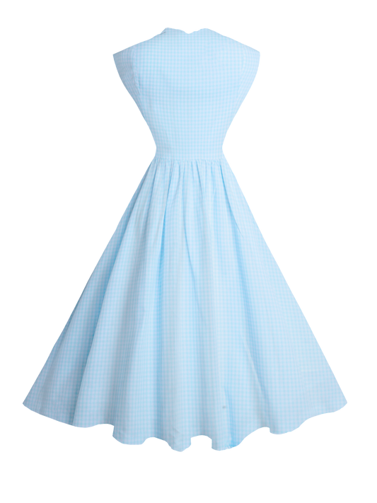 RTS - XL - Doris Dress Light Blue Small Gingham