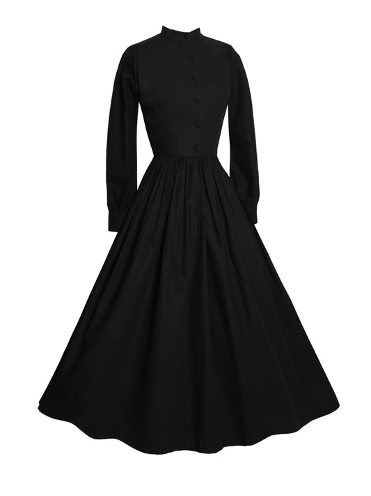 RTS - Size S - Eileen Dress in Raven Black Cotton