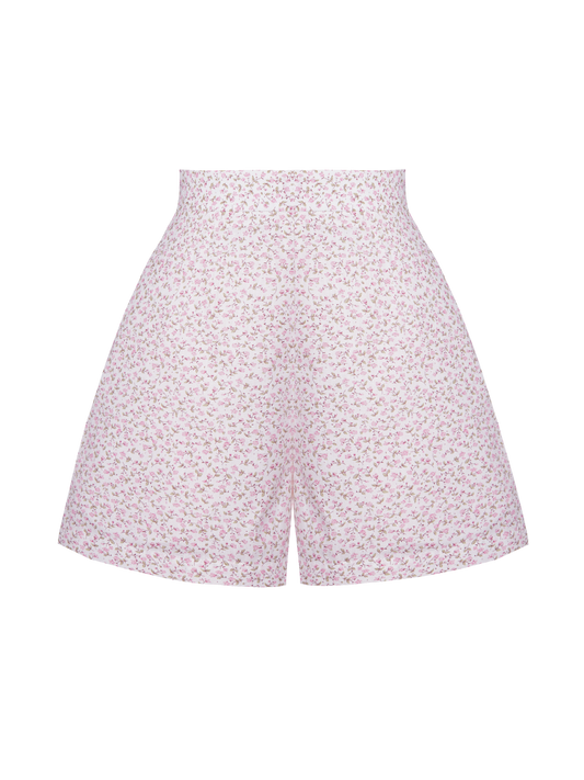 RTS - S - Frankie Shorts "Delicate Blossoms" White