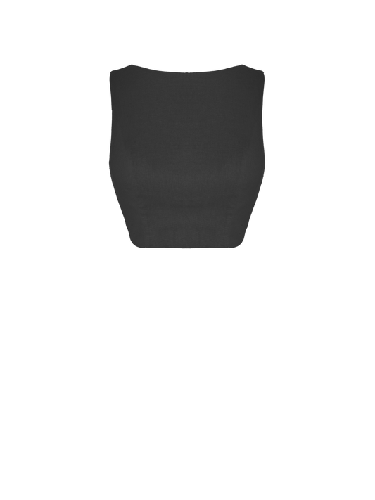 RTS - Size S - Georgia Top in Raven Black Cotton - 40% Off