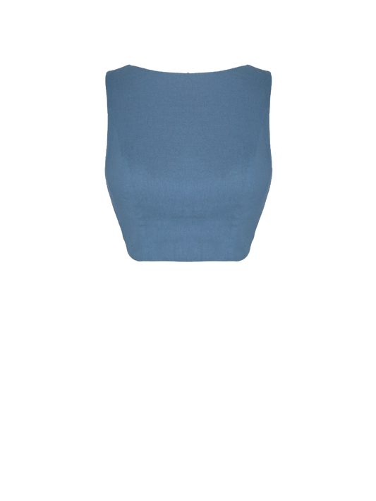 MTO - Georgia Top in Carolina Blue Linen