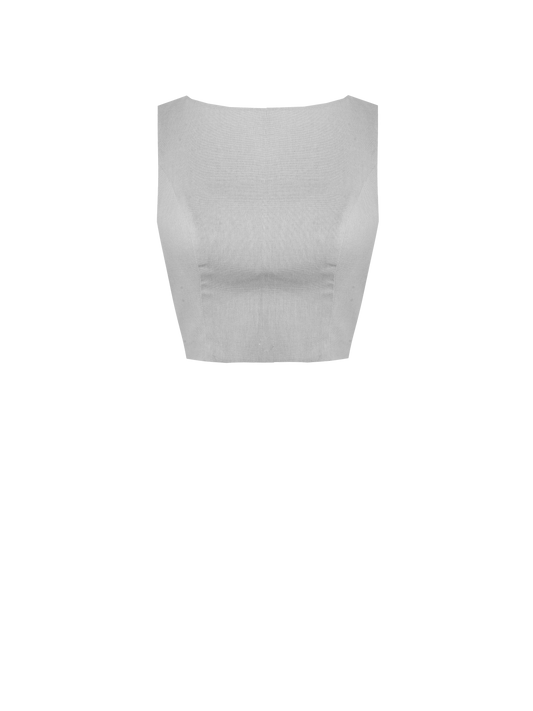 MTO - Georgia Top in Stone Grey Linen