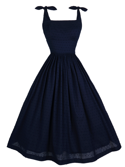 MTO - Gilda Dress "Dotted Swiss" Navy Blue