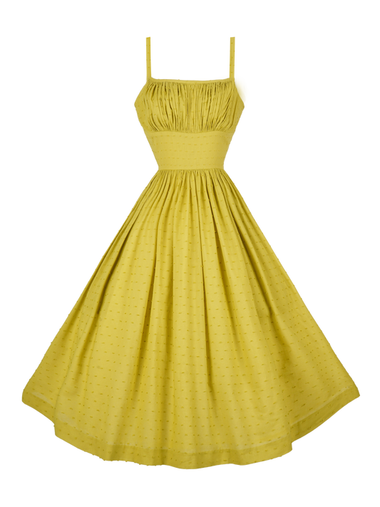 MTO - Grace Dress "Dotted Swiss" Chartreuse Green