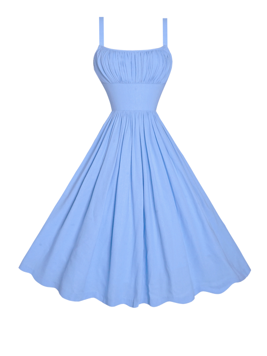 MTO - Grace Dress in Powder Blue Linen