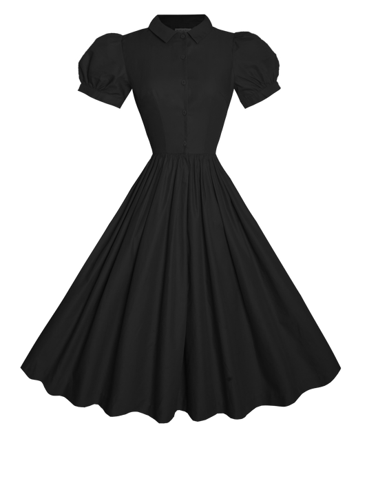 RTS - S - Judy Dress Raven Black Cotton