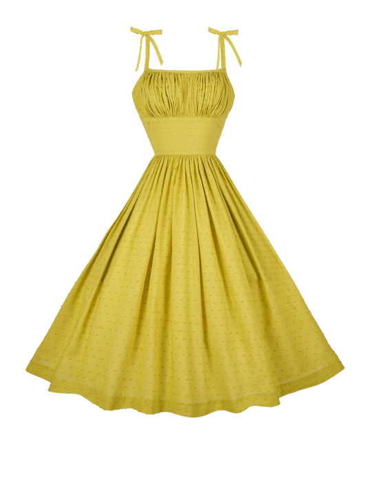 MTO - Kelly Dress "Dotted Swiss" Chartreuse Green