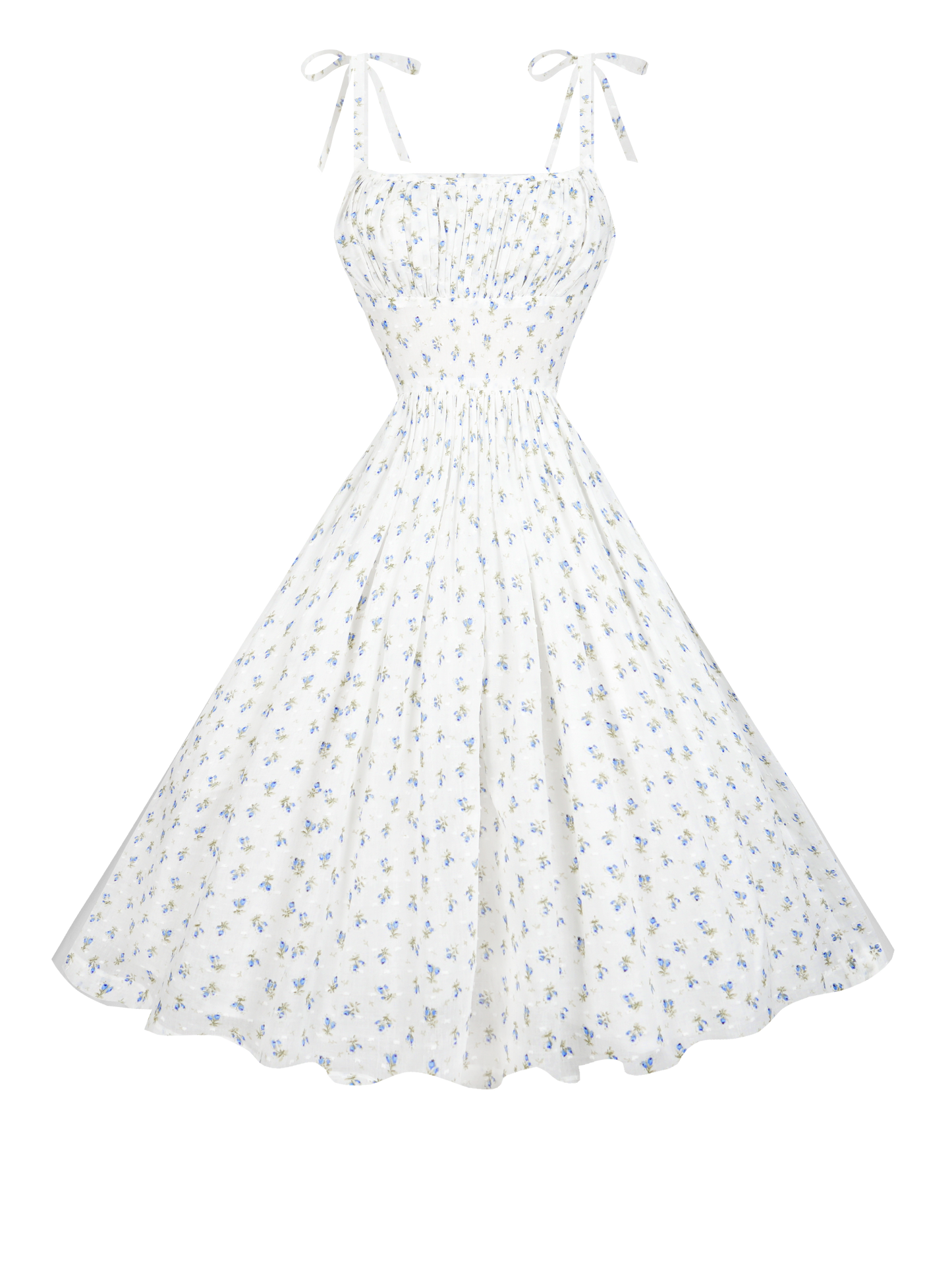 MTO - Kelly Dress "Forget-Me-Nots & Polka Dots" Blue