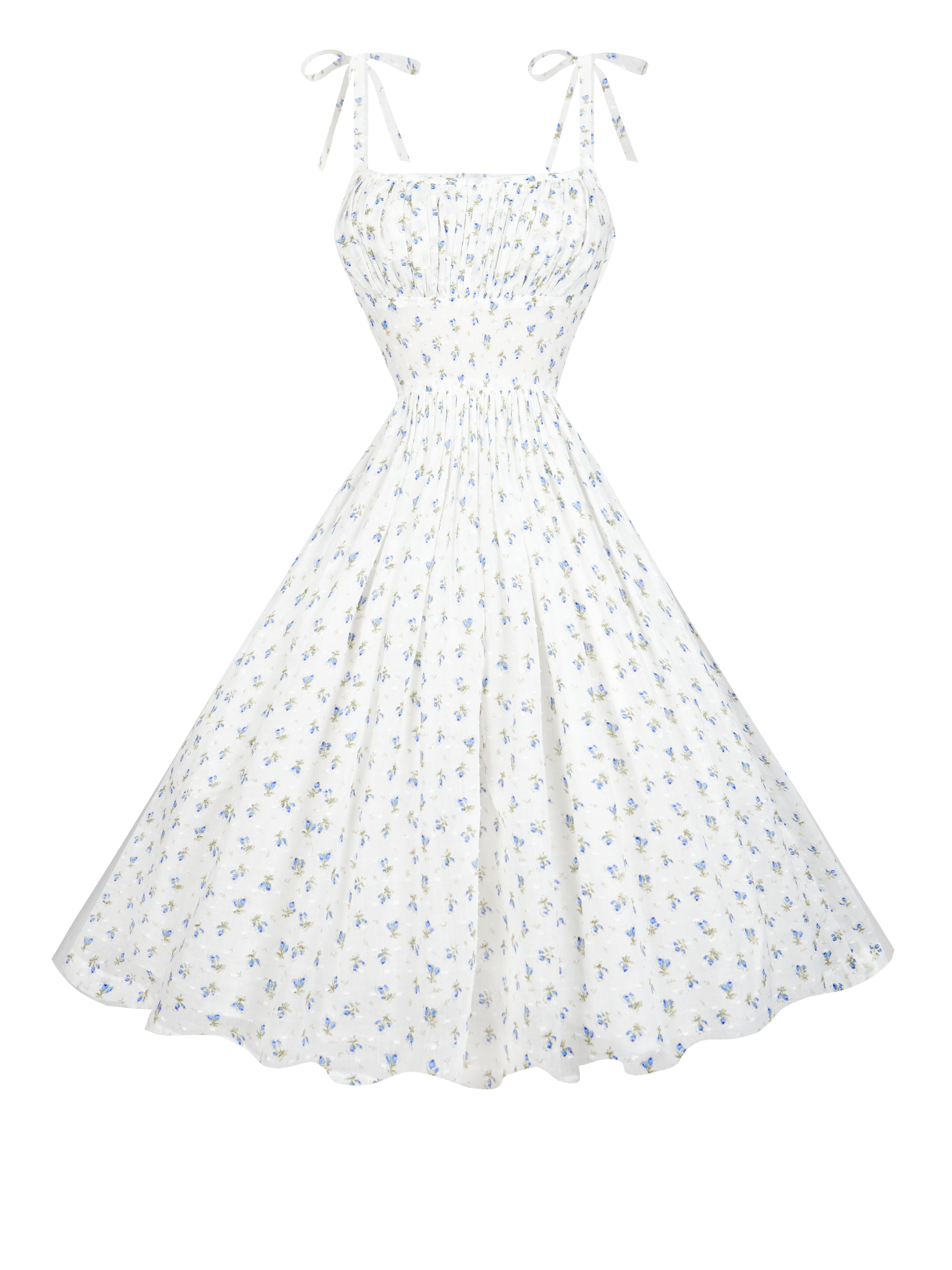 MTO - Kelly Dress "Forget-Me-Nots & Polka Dots" Blue