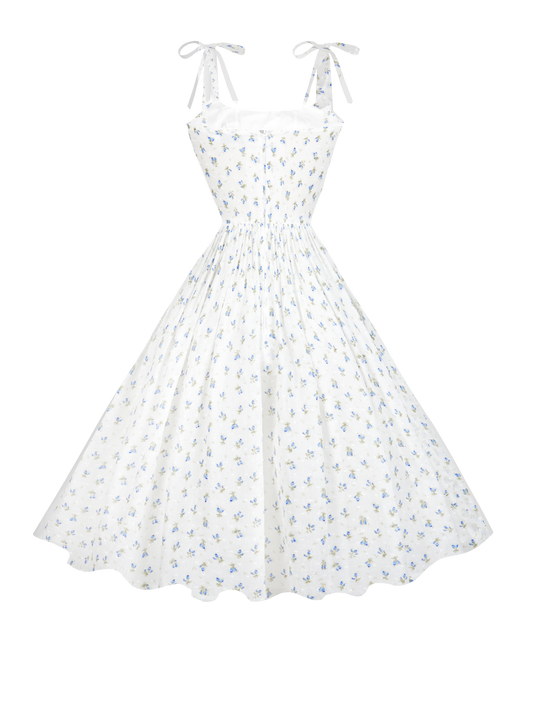 RTS - S - Kelly Dress "Forget-Me-Nots & Polka Dots" Blue