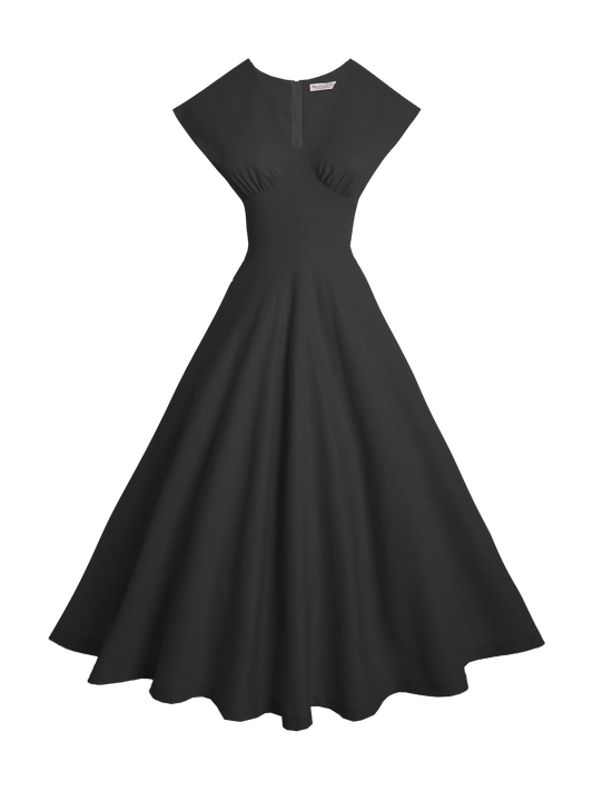 MTO - Kennedy Dress Raven Black Cotton