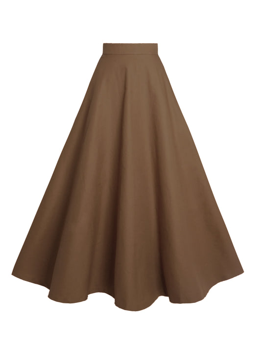 MTO - Lilian Skirt Coffee Brown Cotton