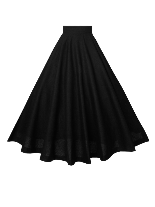 MTO - Lindy Skirt in Midnight Black Linen