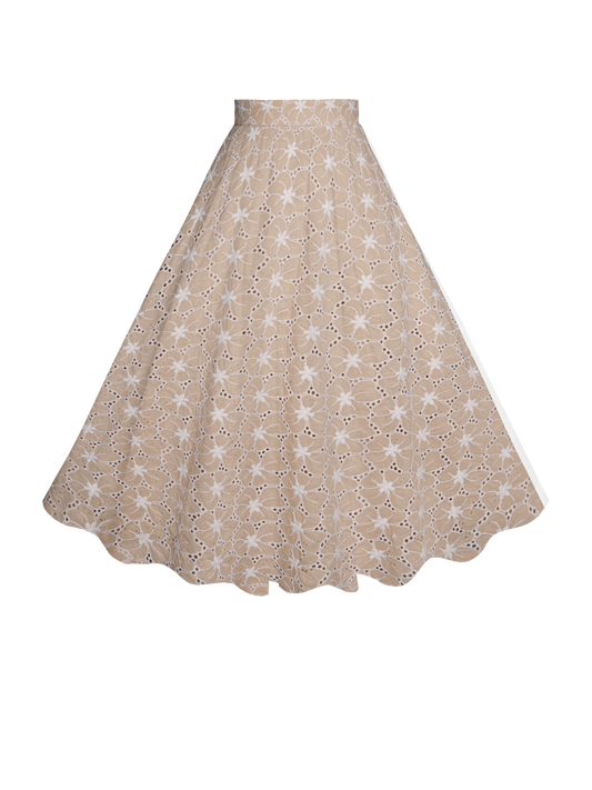 RTS - S - Lola Skirt Tan "Floral Jubilee"